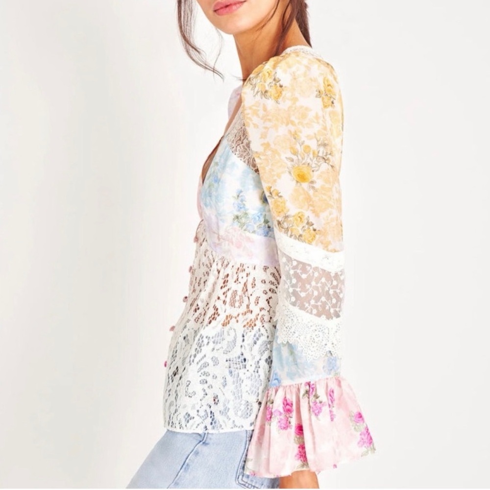 LoveShackFancy Multicolor Lace Blouse - Picture 3 of 7